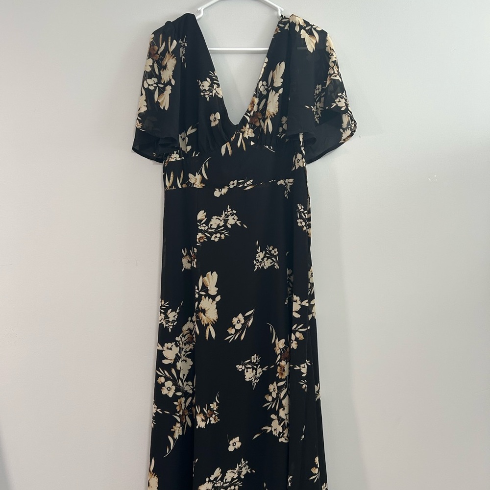 Forever 21 Blue Flutter Sleeve Maxi Dress